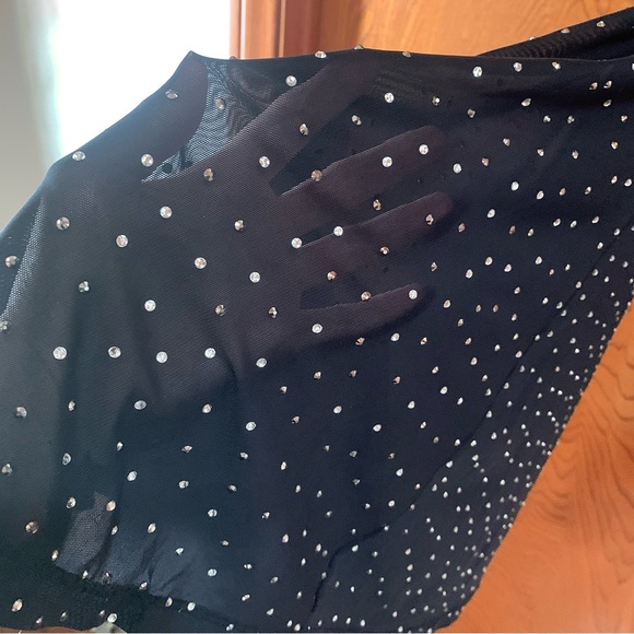 Sheer Mesh Black High-Waisted Sparkly Bell-Bottom Flare Pants by KikiRiki Size S - Picture 2 of 7